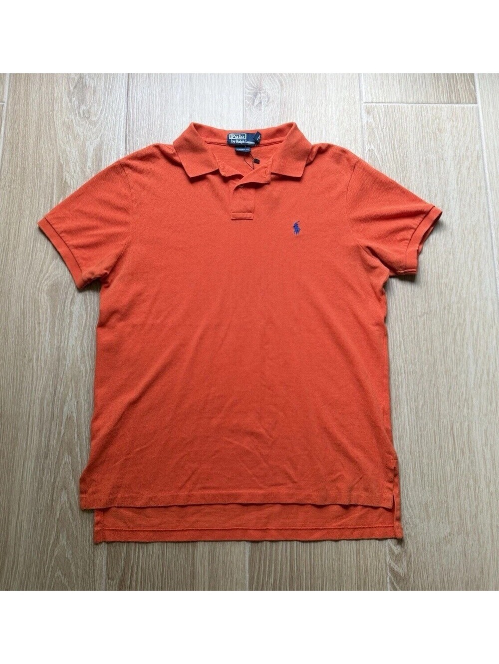Vintage Polo Ralph Lauren Men’s Size Large Short Sleeve Orange Shirt Blue Pony